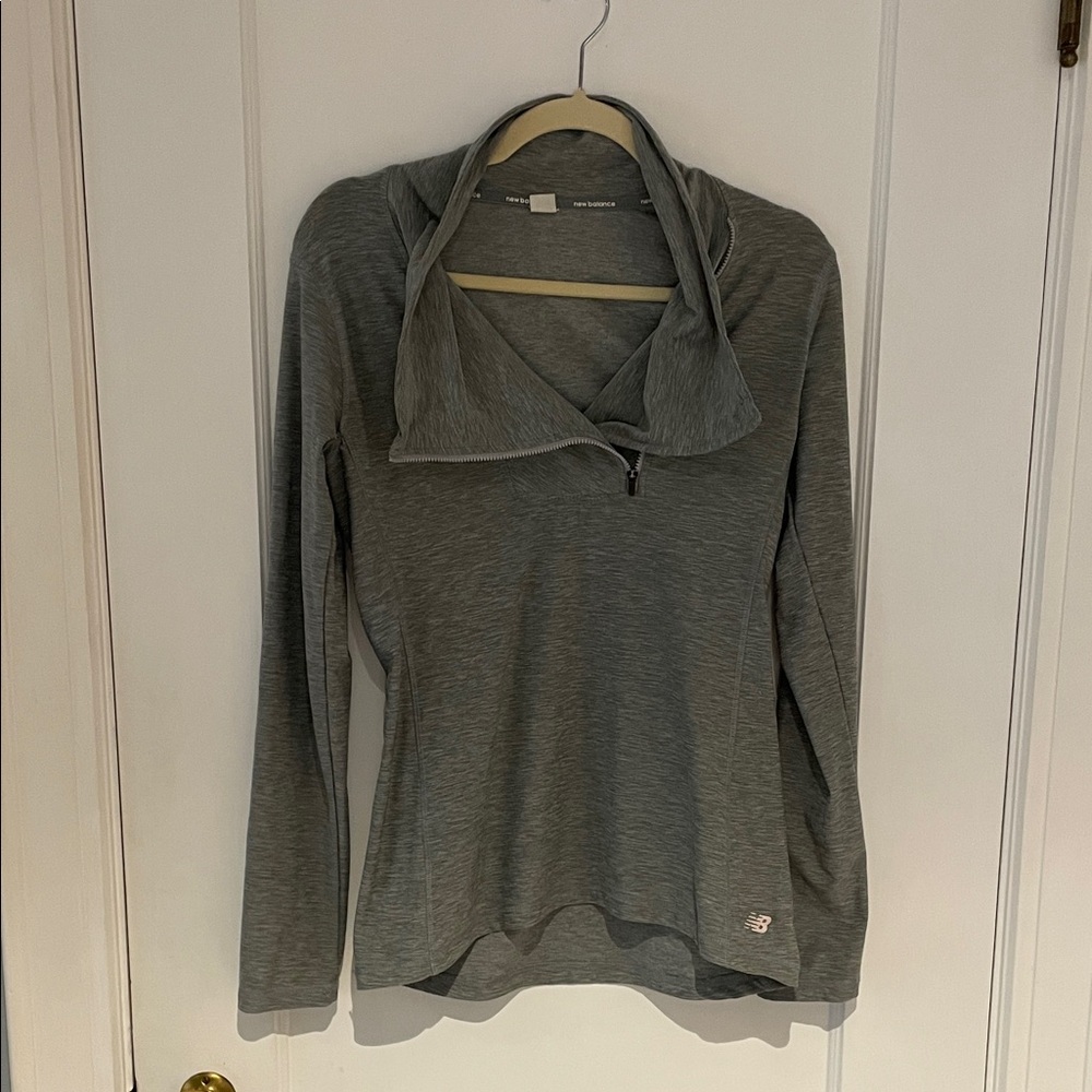 Small New Balance Athletic Heather Gray Long Sleeve Quarter Zip Top